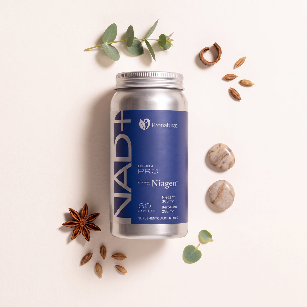 NAD+ Formula PRO con especias y hojas